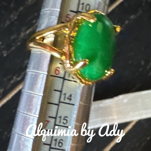 Jade and Gold statement gem ring - Picture 2 of 2